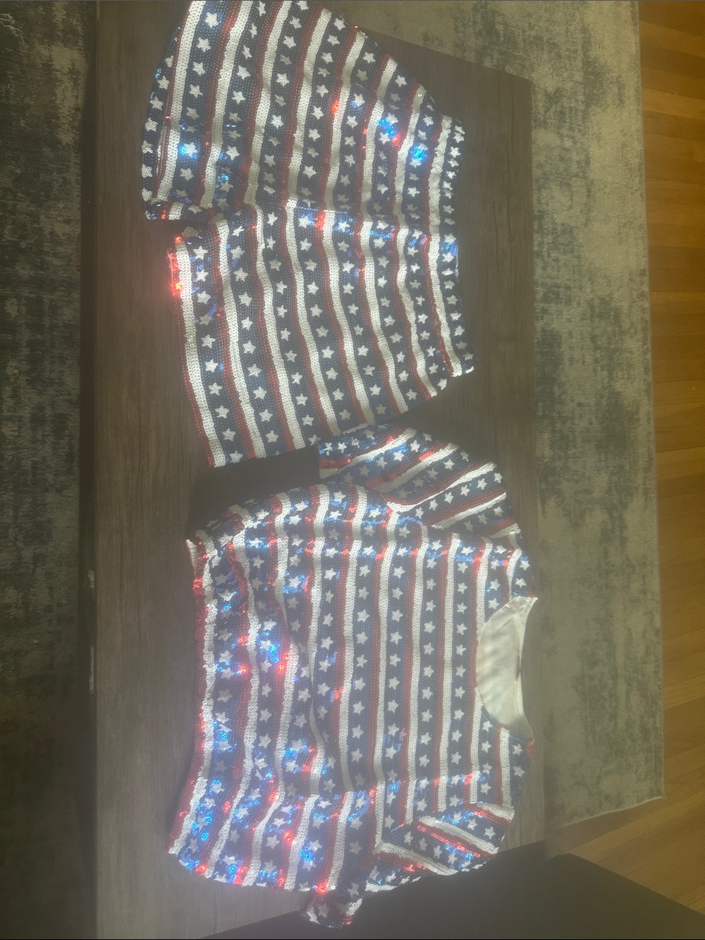 Patriotic Sequin Two-Piece Set - Red, White & Blue